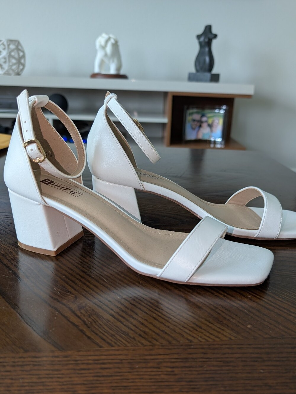 White Ankle-Strap Block Heel Sandals - Women - 8 - Picture 3 of 9